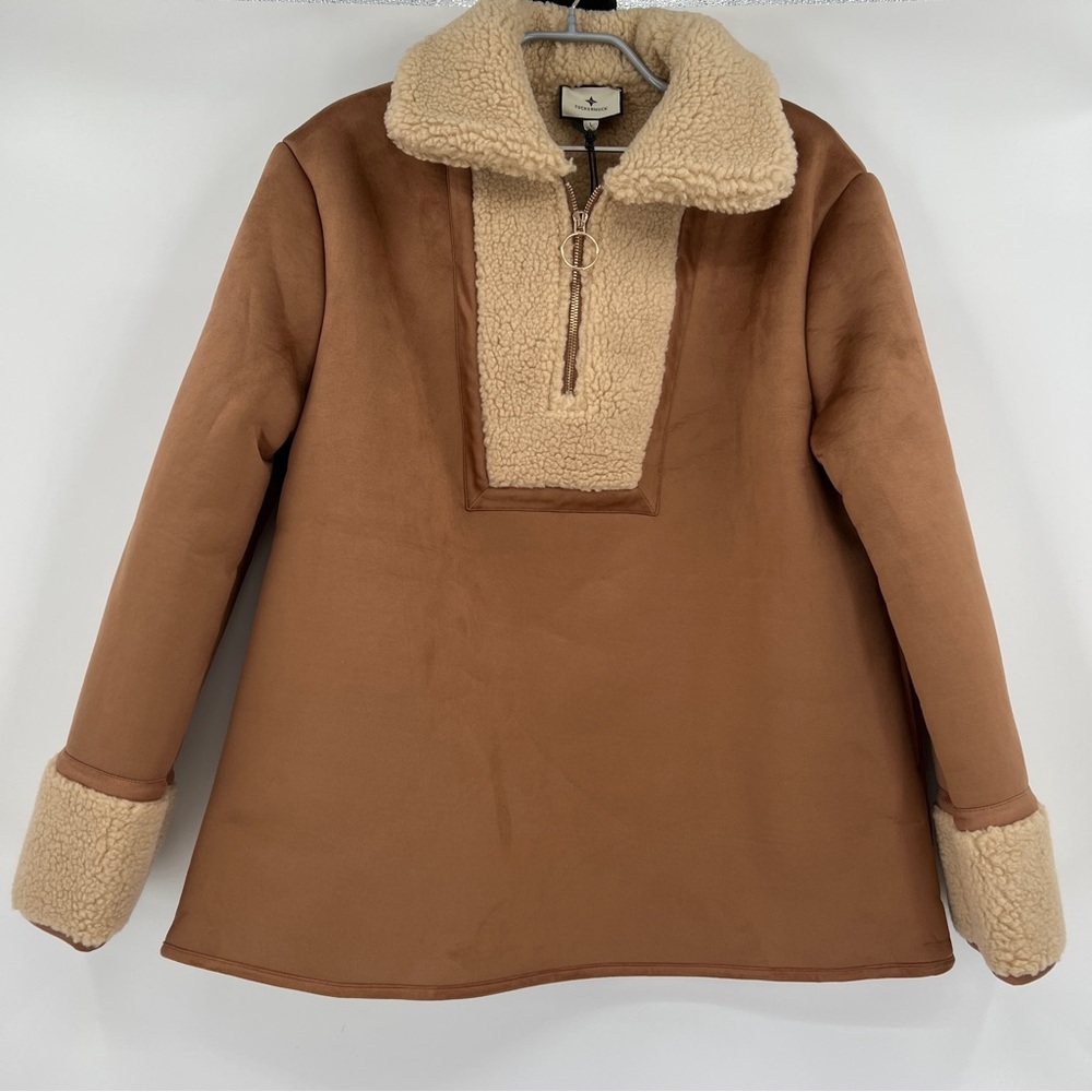 Tuckernuck Stella Shearling Quarter-Zip Pullover Jacket size Large